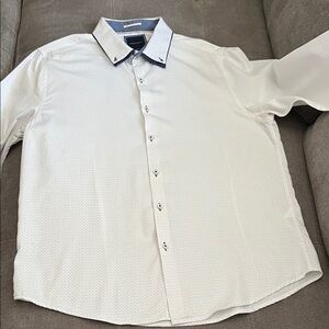 Denim & Flower White and Blue Casual Button Down Shirt used good condition